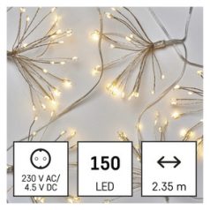   LED fényfüzér – fürtök, nano, 2,35 m, beltéri, meleg fehér, időzítő, arany szál-szín